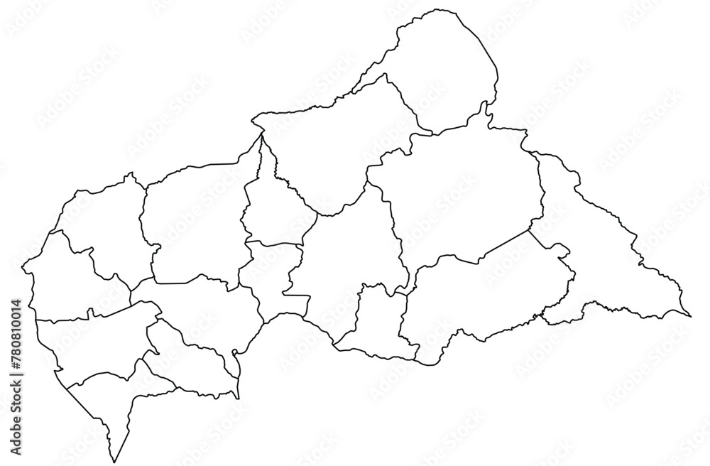 Outline of the map of Central African Republic with regions