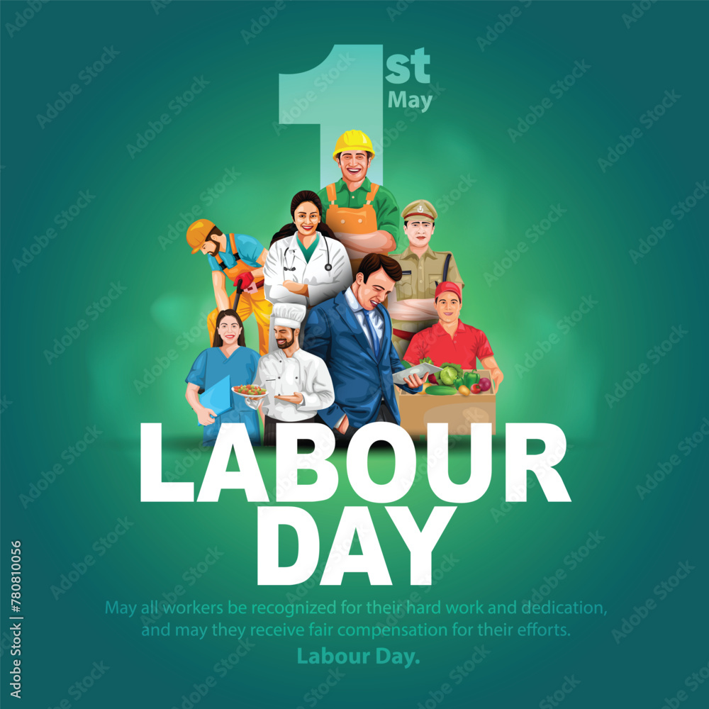 Naklejka premium happy Labour day or international workers day vector illustration. labor day and may day celebration design.
