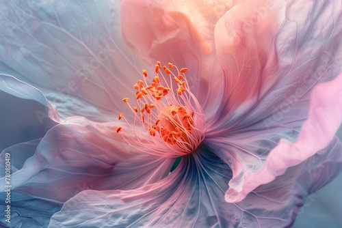 Close up of delicate fantasy whimsical pink flower natural floral macro background wallpaper