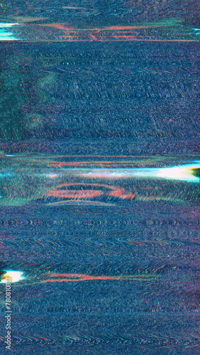 Digital noise. Analog glitch. Blue red green static distortion glass display wave grain pattern vhs damage signal interference abstract background.