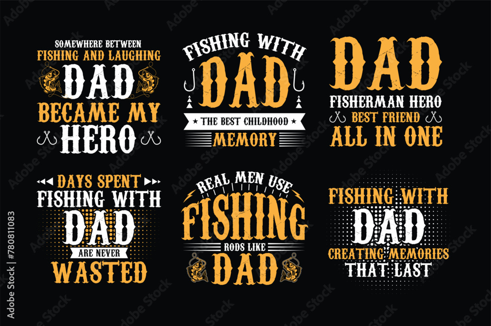 Obraz premium fishing dad SVG t shirt design bundle. fathers day t shirt design bundle