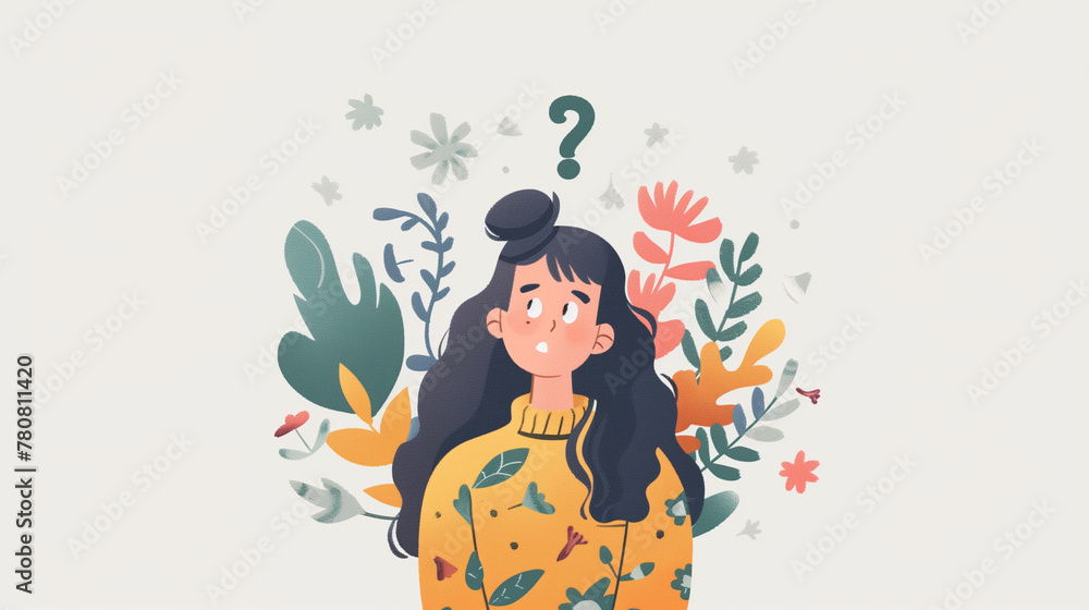Illustration of person having questions and thinking alot. Illustration of person having questions and thinking alot.