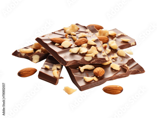 Cashew Chocolate Bark isolated on transparent png background. Generative ai