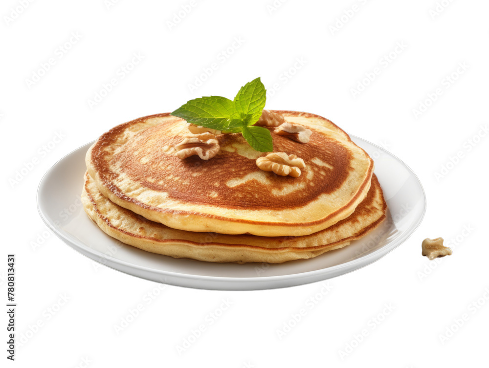 Cashew Pancakes isolated on transparent png background. Generative ai