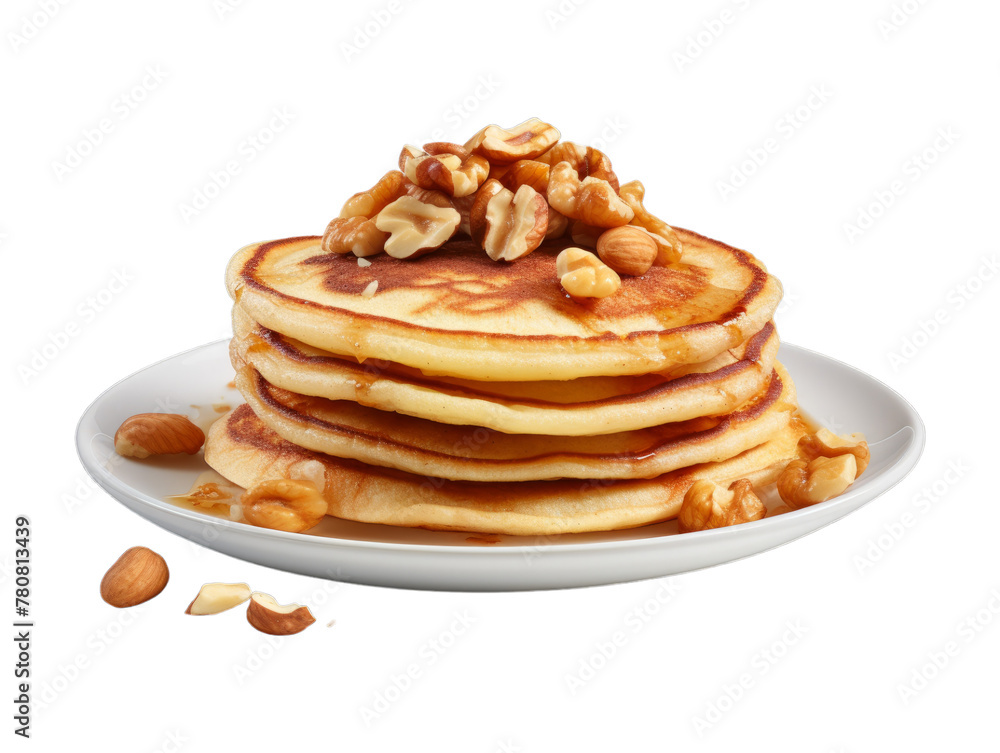 Cashew Pancakes isolated on transparent png background. Generative ai Cashew Pancakes isolated on transparent png background. Generative ai