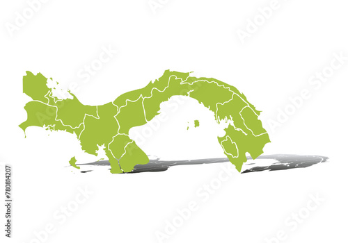 Mapa verde de Panamá en fondo blanco.