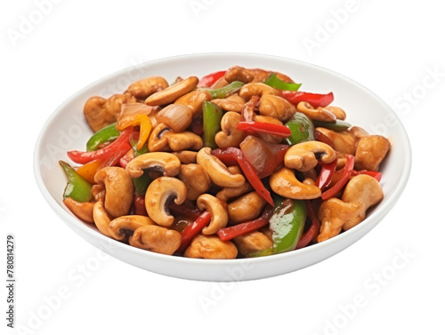 Cashew Stir-Fry isolated on transparent png background. Generative ai