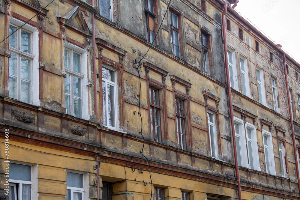 crumbling facade of a beautiful East Prussian building crumbling facade of a beautiful East Prussian building