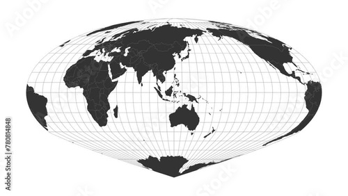 World map. Allen K. Philbrick's Sinu-Mollweide projection. Animated projection. Loopable video. photo