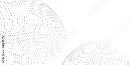Dotted particles flowing halftone gradient curve shape wave pattern on white background. Vector in technology, science, music, waves, modern concept.