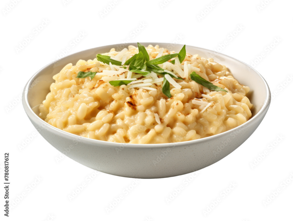 Cheese Risotto isolated on transparent png background. Generative ai Cheese Risotto isolated on transparent png background. Generative ai