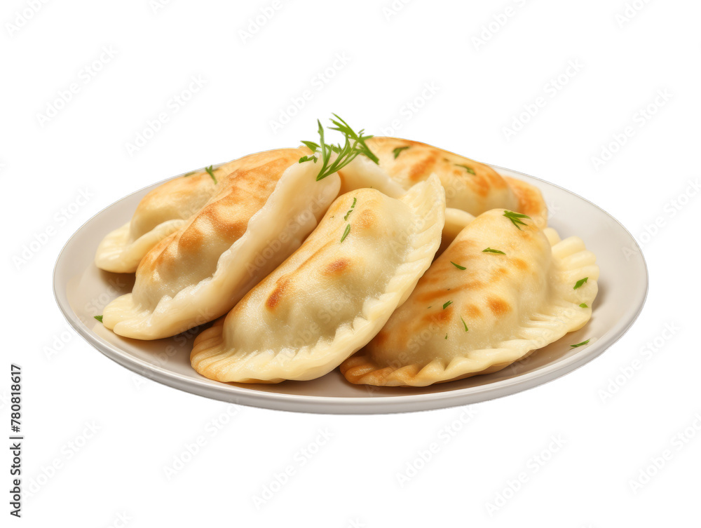Cheese Pierogi isolated on transparent png background. Generative ai Cheese Pierogi isolated on transparent png background. Generative ai