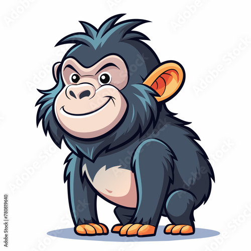 side-view--caricature--cartoon--cute-gorilla--feet