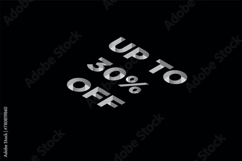 30 OFF. Sale banner Perspective text. Vector illustration. The best price.