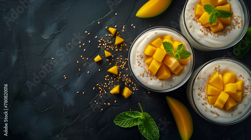 Homemade yogurt with fresh mango