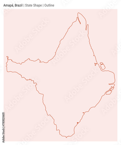 Amapa, Brazil. Simple vector map. State shape. Outline style. Border of Amapa. Vector illustration. photo