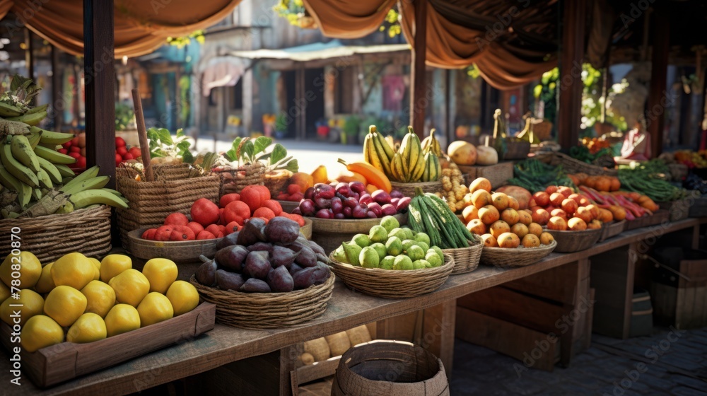 Farm-fresh assortment: Market stalls showcasing a diverse range of organic vegetables for a nutritious diet.