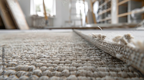 Detailed view of a rug on the floor, suitable for home decor websites