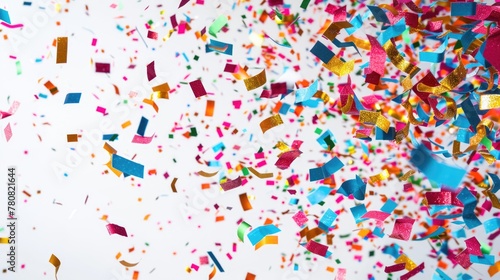 Colorful confetti on a white background, perfect for celebration events
