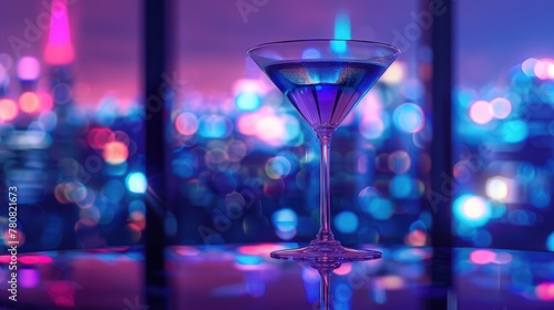 A martini glass resting on a table, suitable for various concepts