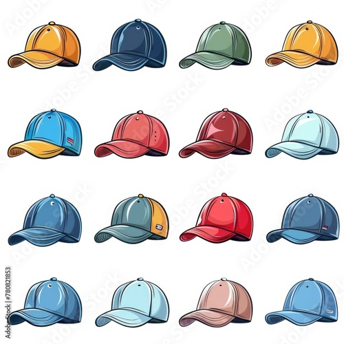 Collection of baseball caps, perfect for sports or fashion projects