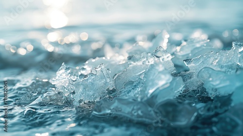 Close-up shot of ice on a body of water. Perfect for winter-themed designs