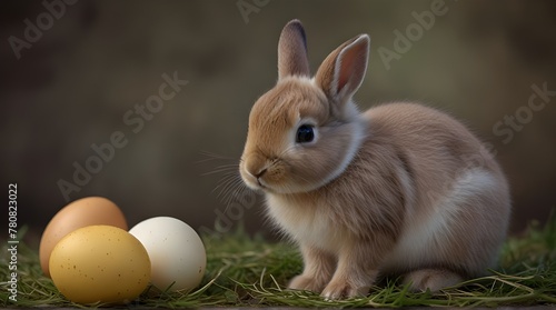 Kaninchen Baby Osterkarte .Generative AI © adan
