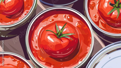 A group of tomato tins, perfect for food and cooking concepts © Fotograf