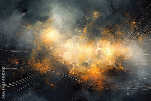 Abstract Connectivity in Data Flow Image a colorful wallpaper illustrating in the style of painting  dark gray and gold  editorial illustrations  whimsical abstract landscapes