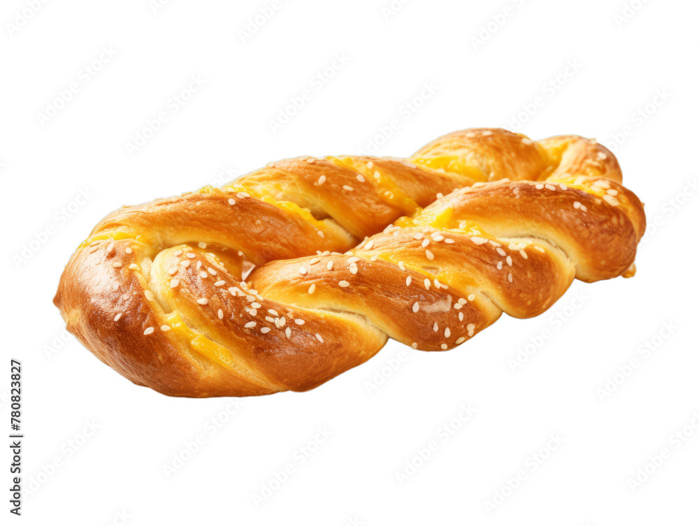 Cheese Stuffed Pretzels isolated on transparent png background. Generative ai Cheese Stuffed Pretzels isolated on transparent png background. Generative ai