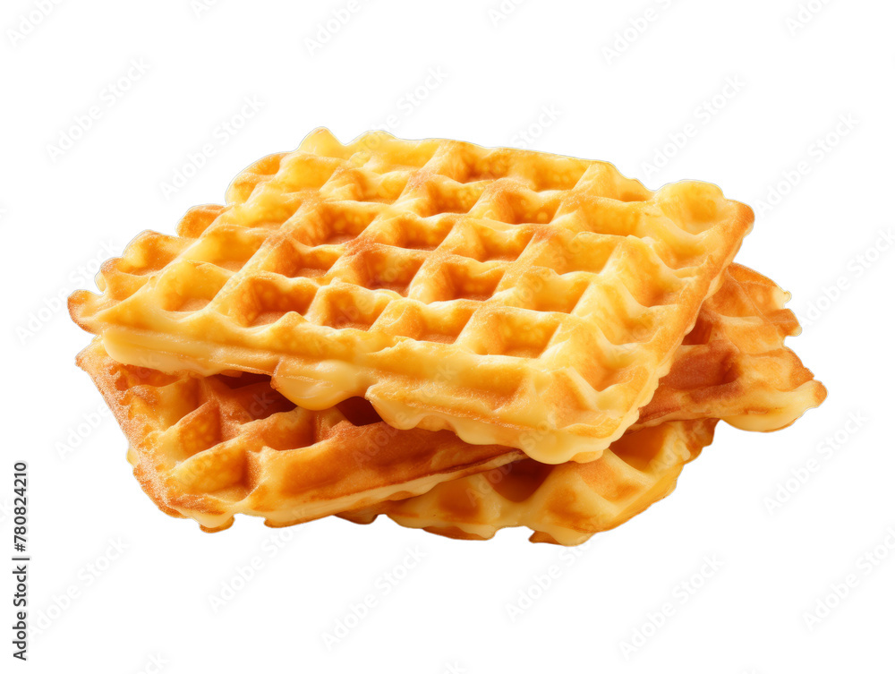 Cheese Waffles isolated on transparent png background. Generative ai Cheese Waffles isolated on transparent png background. Generative ai