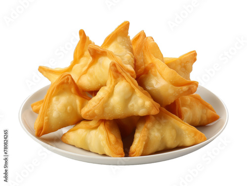 Cheese Wontons isolated on transparent png background. Generative ai photo