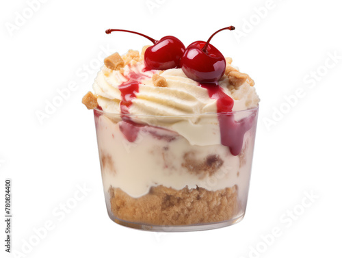 Cheesecake ice cream isolated on transparent png background. Generative ai