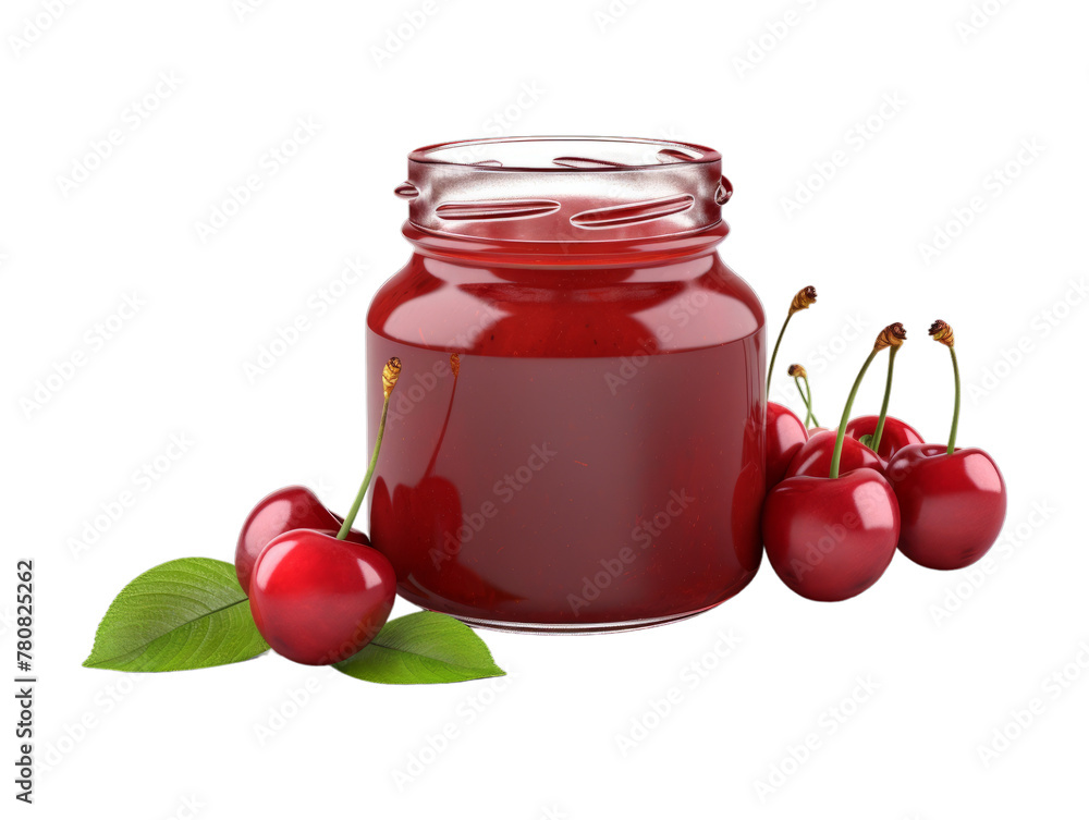 Cherry Barbecue Sauce isolated on transparent png background. Generative ai
