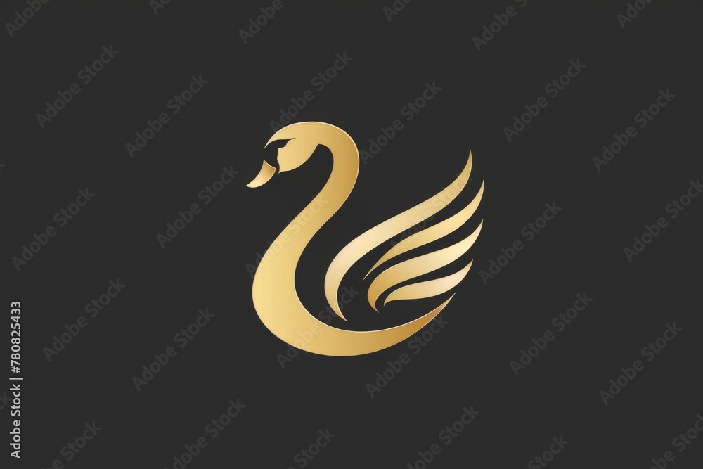 A golden swan logo displayed on a sleek black background. Ideal for branding and corporate identity A golden swan logo displayed on a sleek black background. Ideal for branding and corporate identity