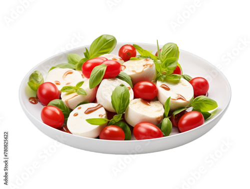 Cherry Caprese Salad isolated on transparent png background. Generative ai