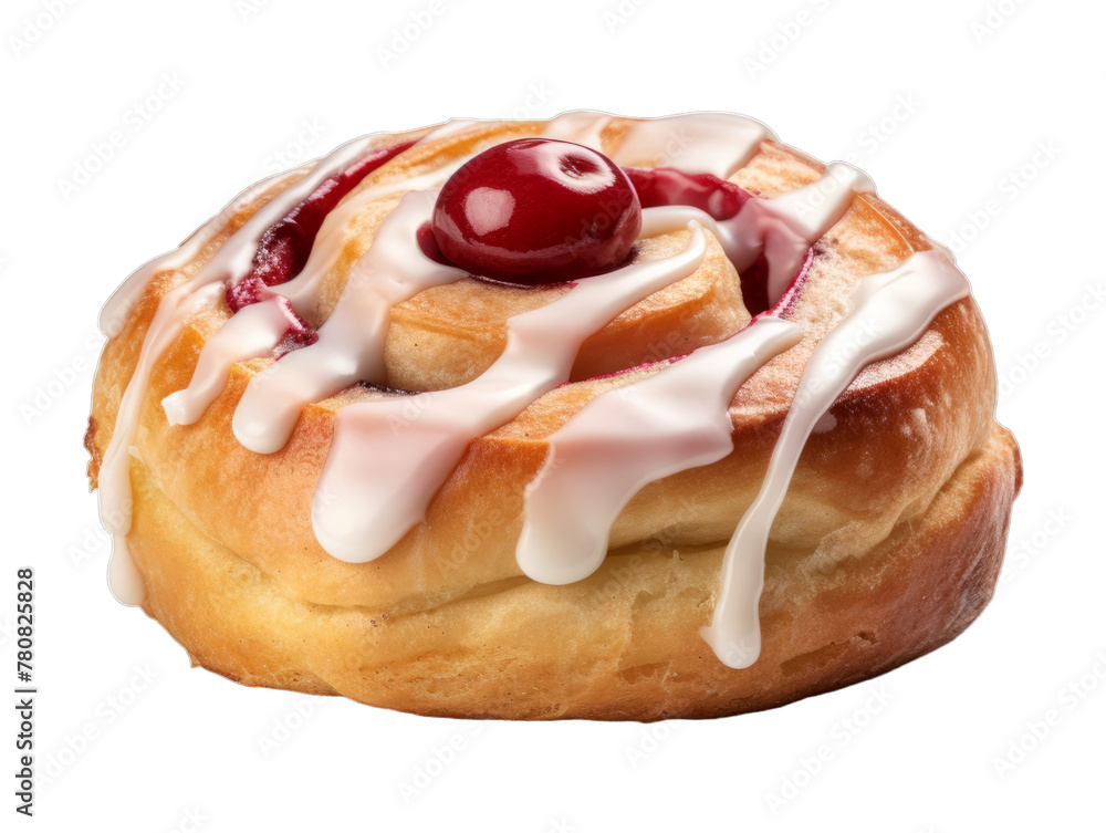 Cherry Cinnamon Rolls isolated on transparent png background. Generative ai Cherry Cinnamon Rolls isolated on transparent png background. Generative ai