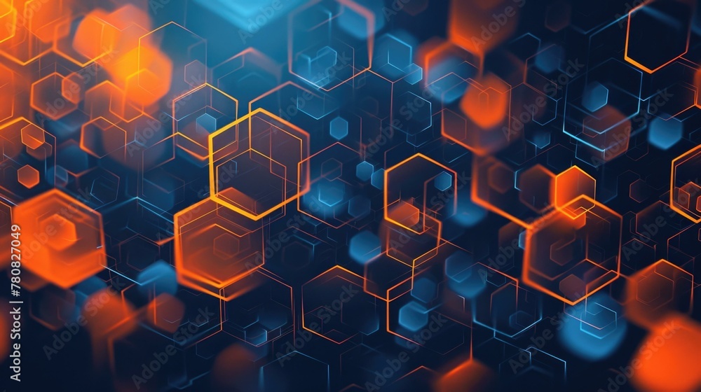 Obraz premium Abstract background with orange and blue hexagons. Generative AI.