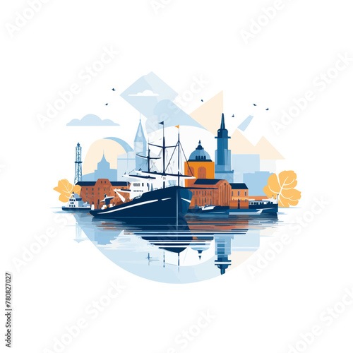 Seaport icon isolated on a white background. Vector illustration © Viacheslav