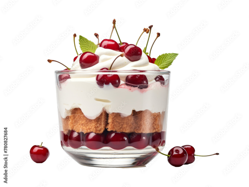 Cherry Parfait isolated on transparent png background. Generative ai Cherry Parfait isolated on transparent png background. Generative ai