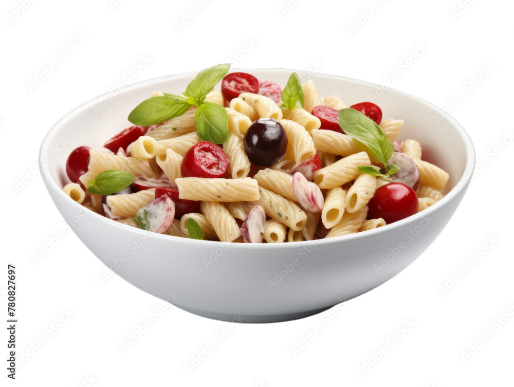 Cherry Pasta Salad isolated on transparent png background. Generative ai Cherry Pasta Salad isolated on transparent png background. Generative ai
