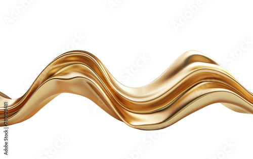 3d rendering wave golden band Flowing abstract on transparent background, png 
