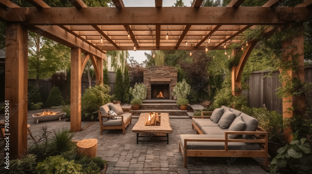 Beautiful outdoor living area with a pergola