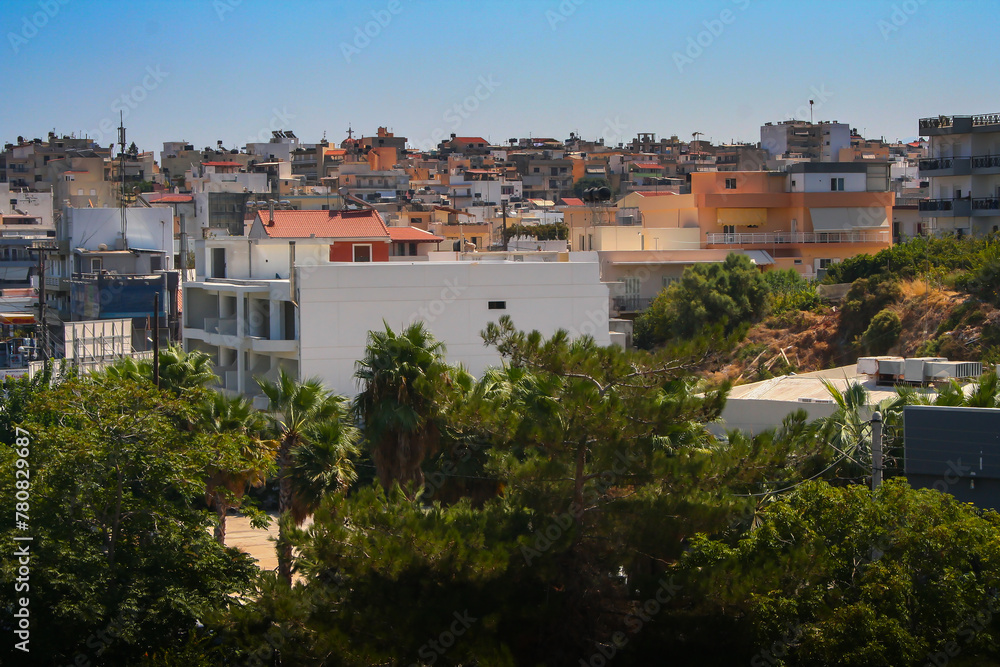 Greece, panorama of the city with rich vegetation