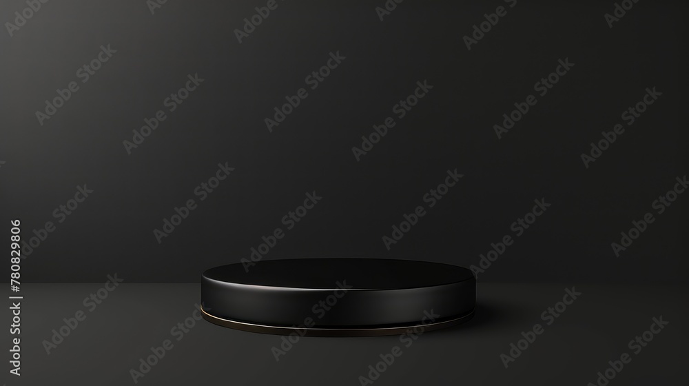 Black Product Background Stand or Podium Pedestal Displayed on an Advertising Platform with a Black Background Black Product Background Stand or Podium Pedestal Displayed on an Advertising Platform with a Black Background