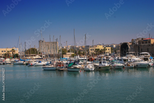 Port in Heraklion in Greece, panorama with a sea view