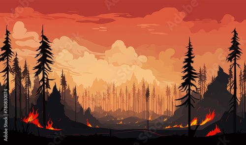 wildfires vector flat minimalistic isolated illustration