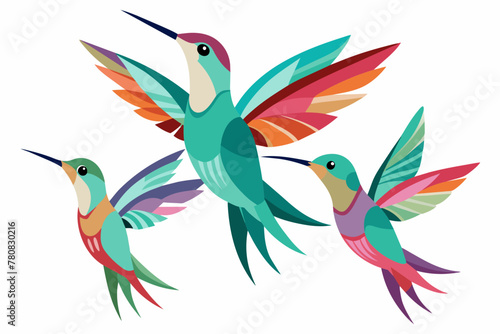 Dainty Hummingbirds vector illustration 