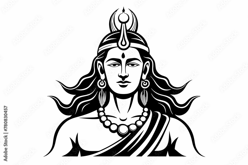 Lord Shiva implored Shiva simple outline with a solid black and white color Lord Shiva implored Shiva simple outline with a solid black and white color