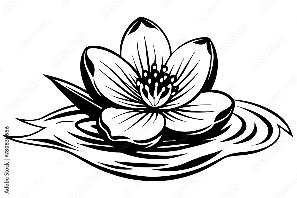Fototapeta premium spring-blossom-flowers-in-th-blue-water-zoom-in vector illustration